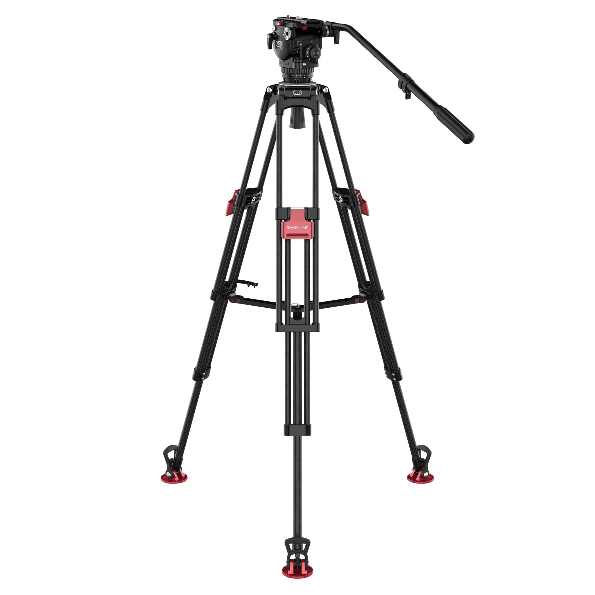 SCG T6 StediFast HD Tripod System features a fast-locking machanism that locks all three leg sections with one flip lever.