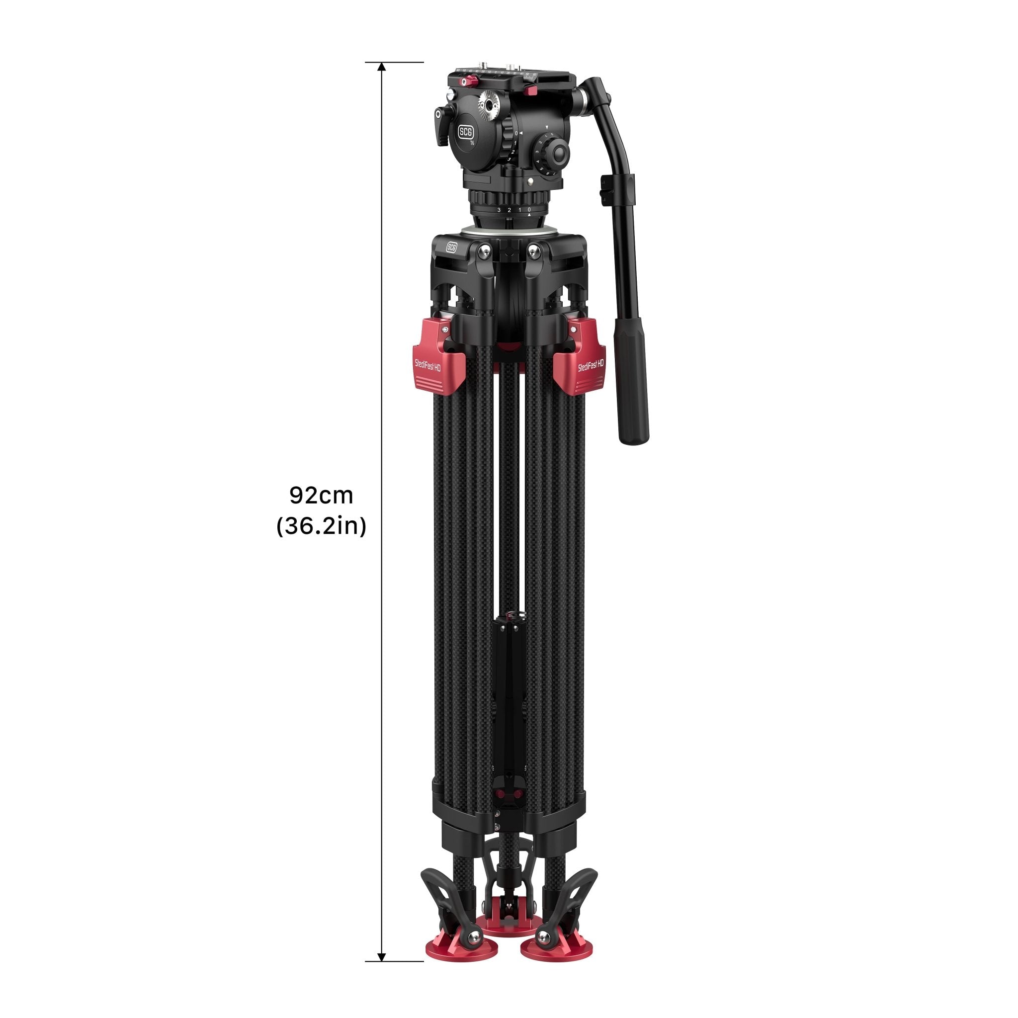 SCG T6 StediFast HD Tripod System has a foladed length of 92cm.