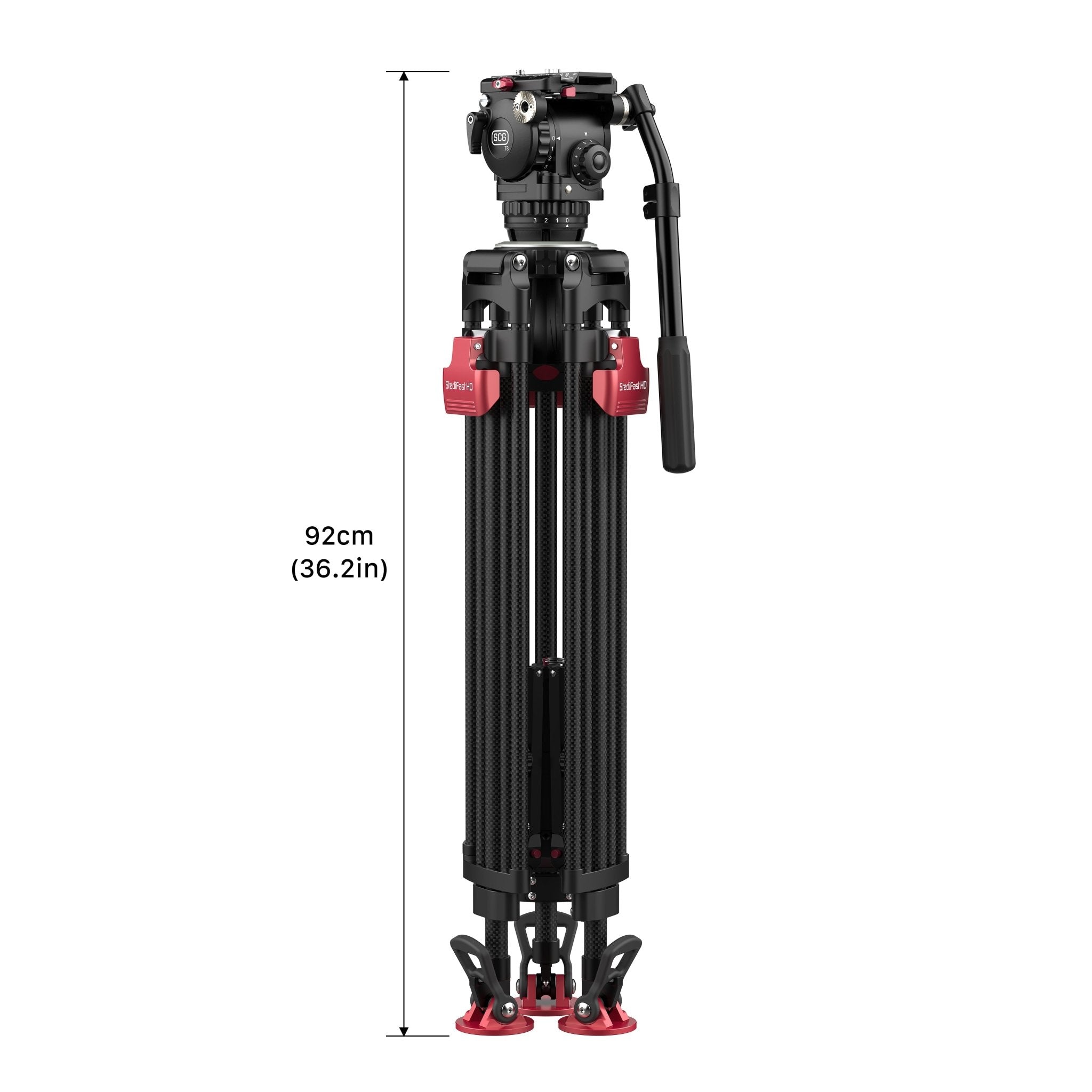 SCG T8 StediFast HD Tripod System has a folded length of 92cm.