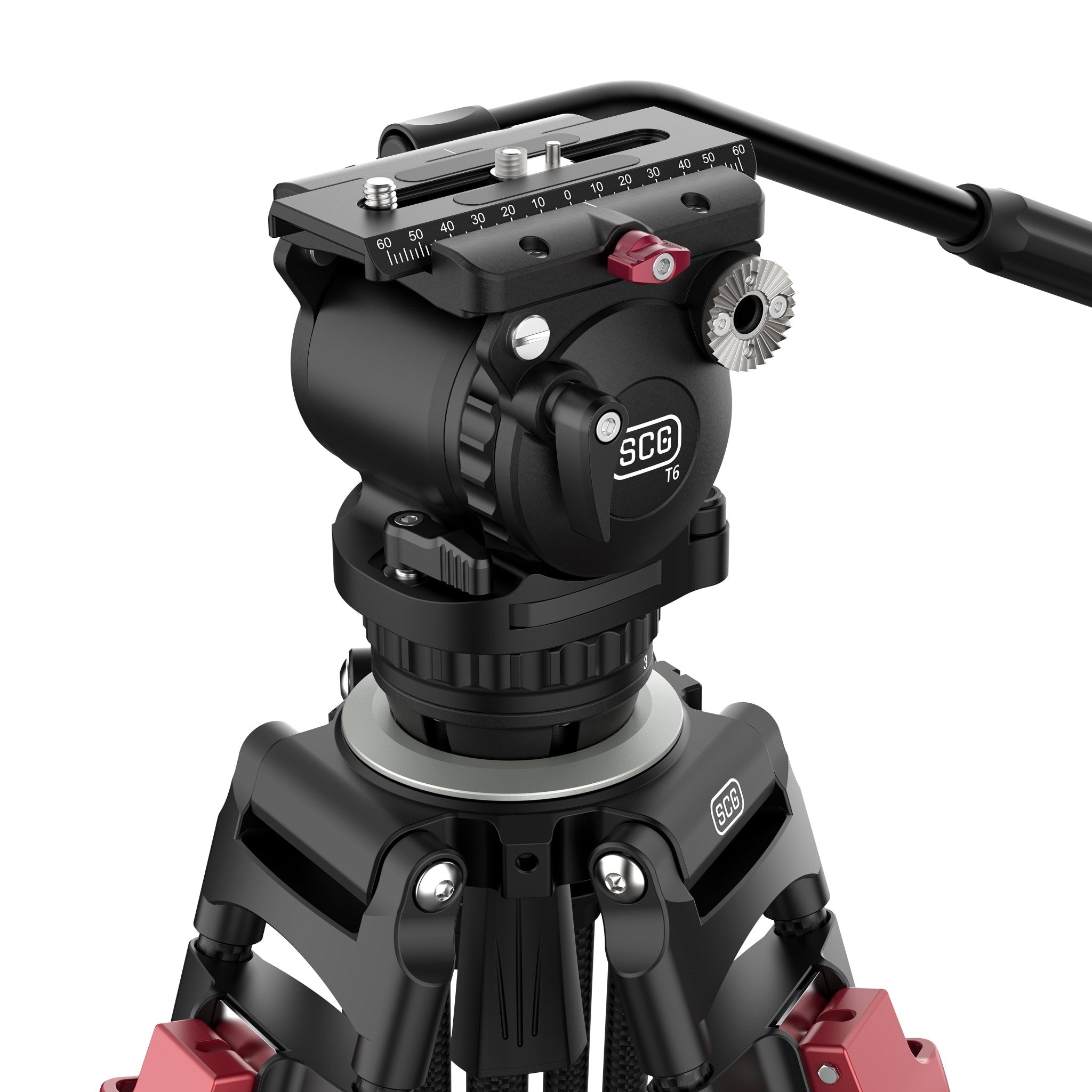 SCG T6 StediFast HD Tripod System Video Head with DoubleSafe Quick Release Platform offering a 12cm/ 4.7'' sliding range.