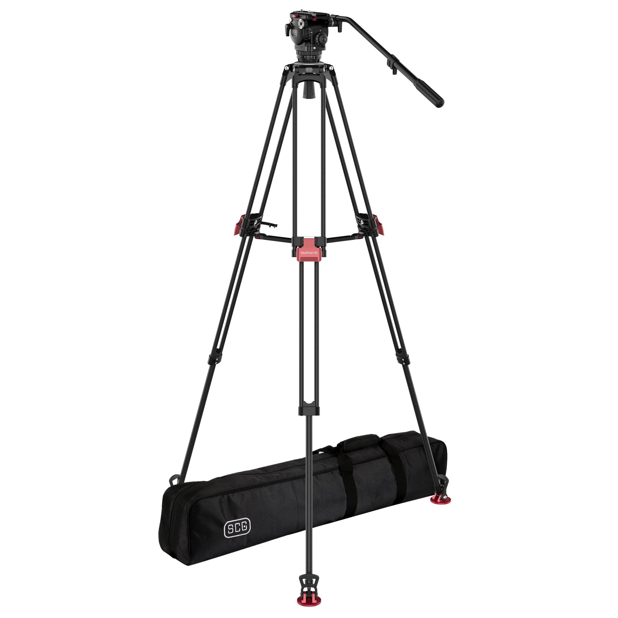 SCG T6 StediFast HD Tripod System with a carrying bag.