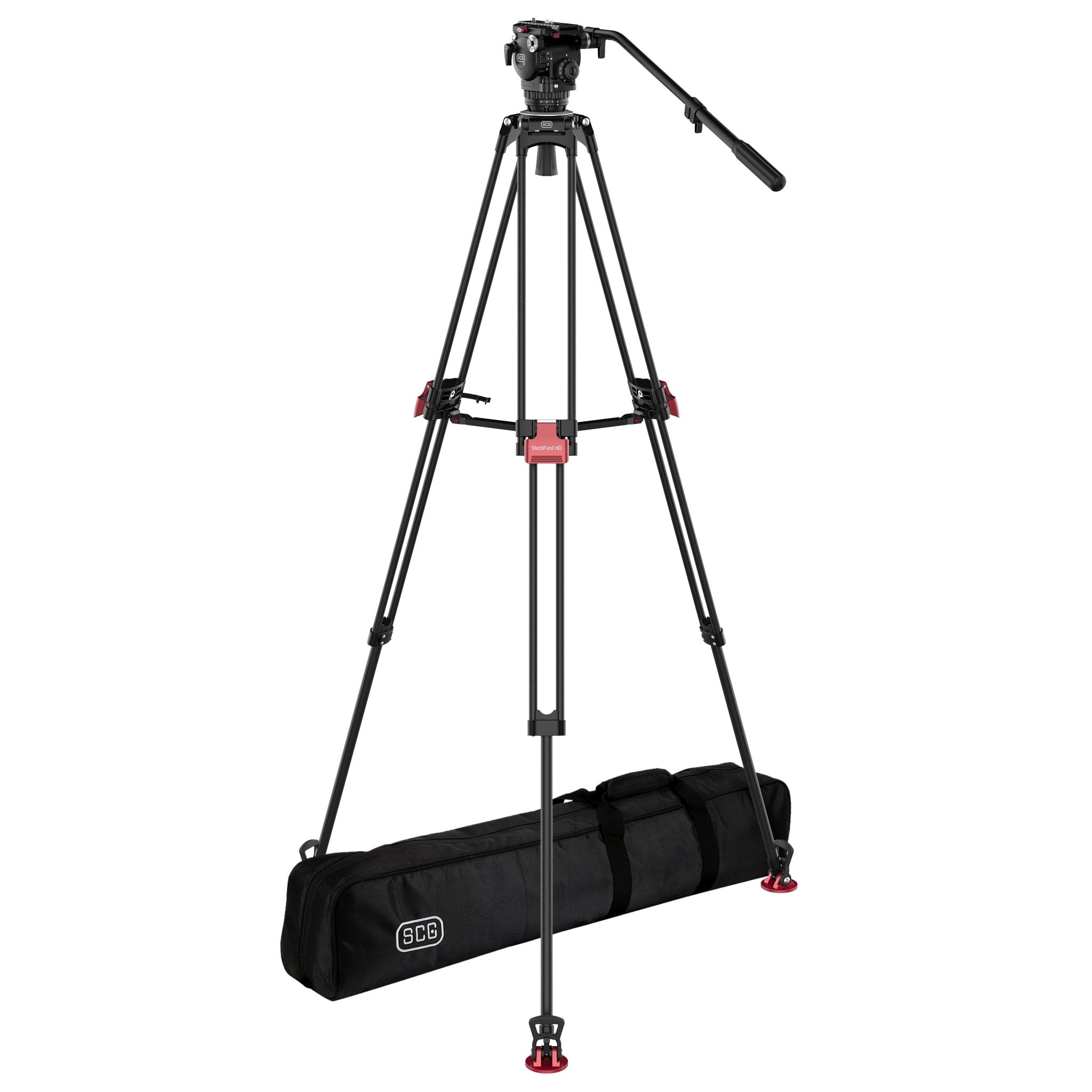 SCG T8 StediFast HD Tripod System with a carrying bag.