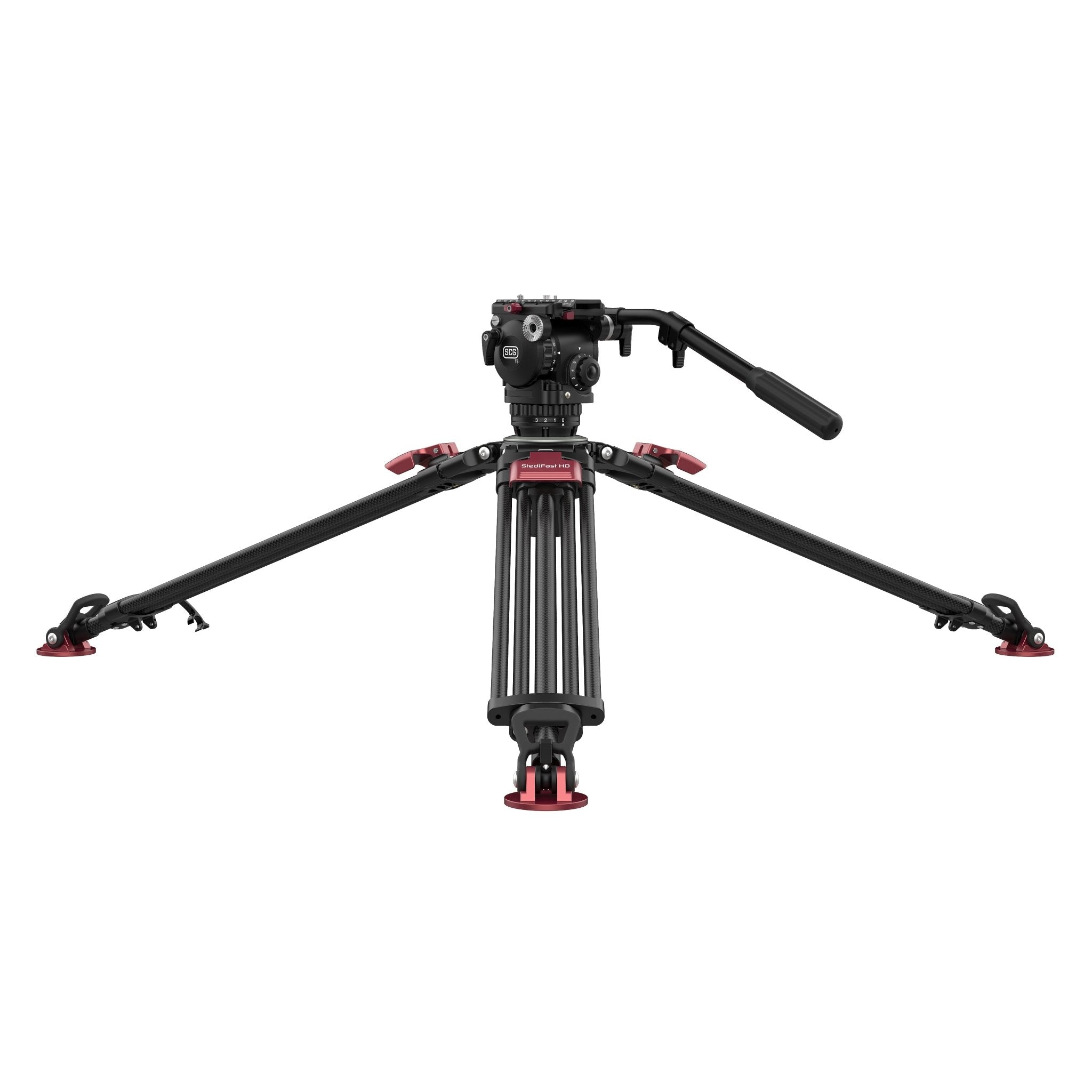 SCG T6 StediFast HD Tripod System features an ultra-low shooting position of 46cm by using without the spreader.