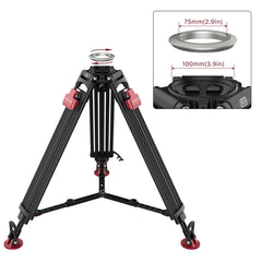 SCG T6 StediFast HD Tripod System compatible with professional video heads that have either a 100mm or 75mm half ball.