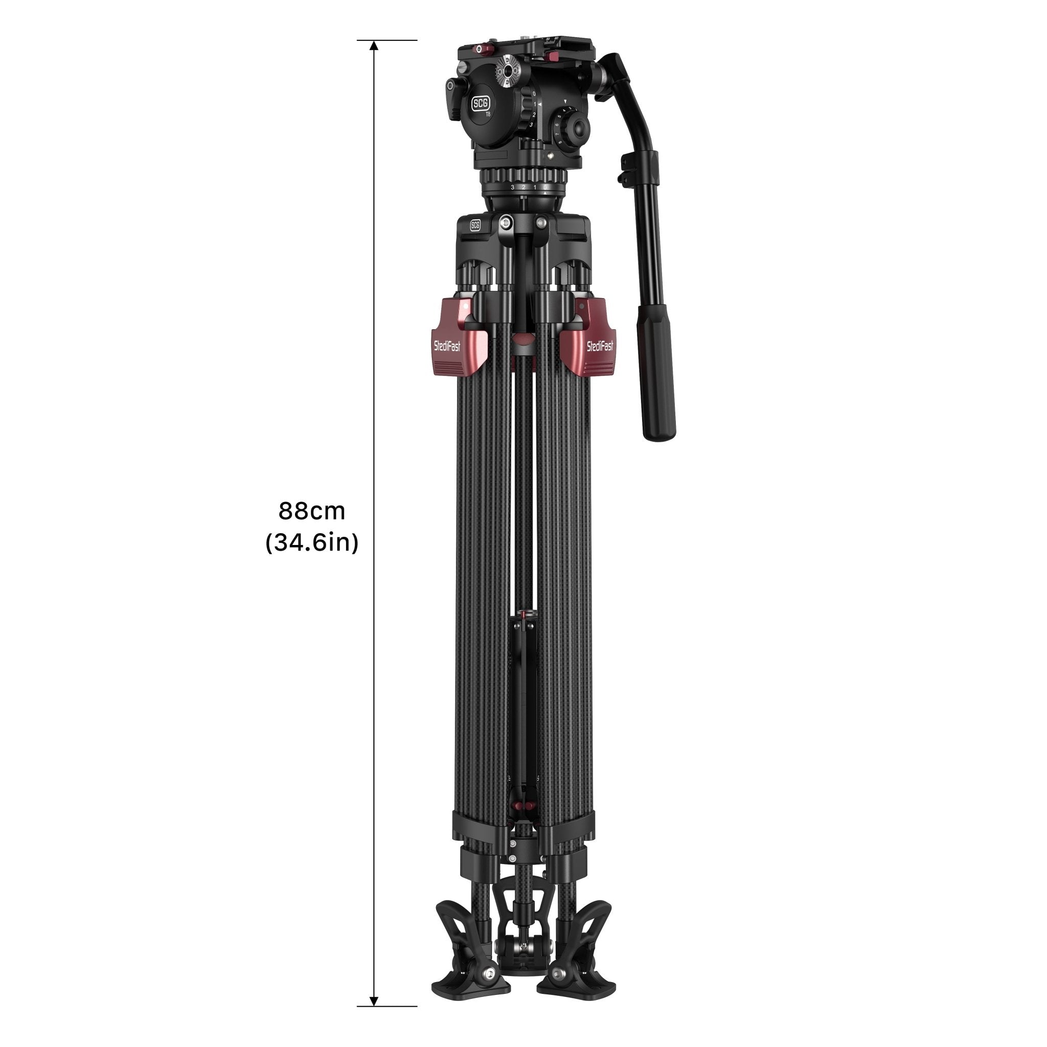 SCG T8 StediFast Tripod System with a portable folded length of 88cm.