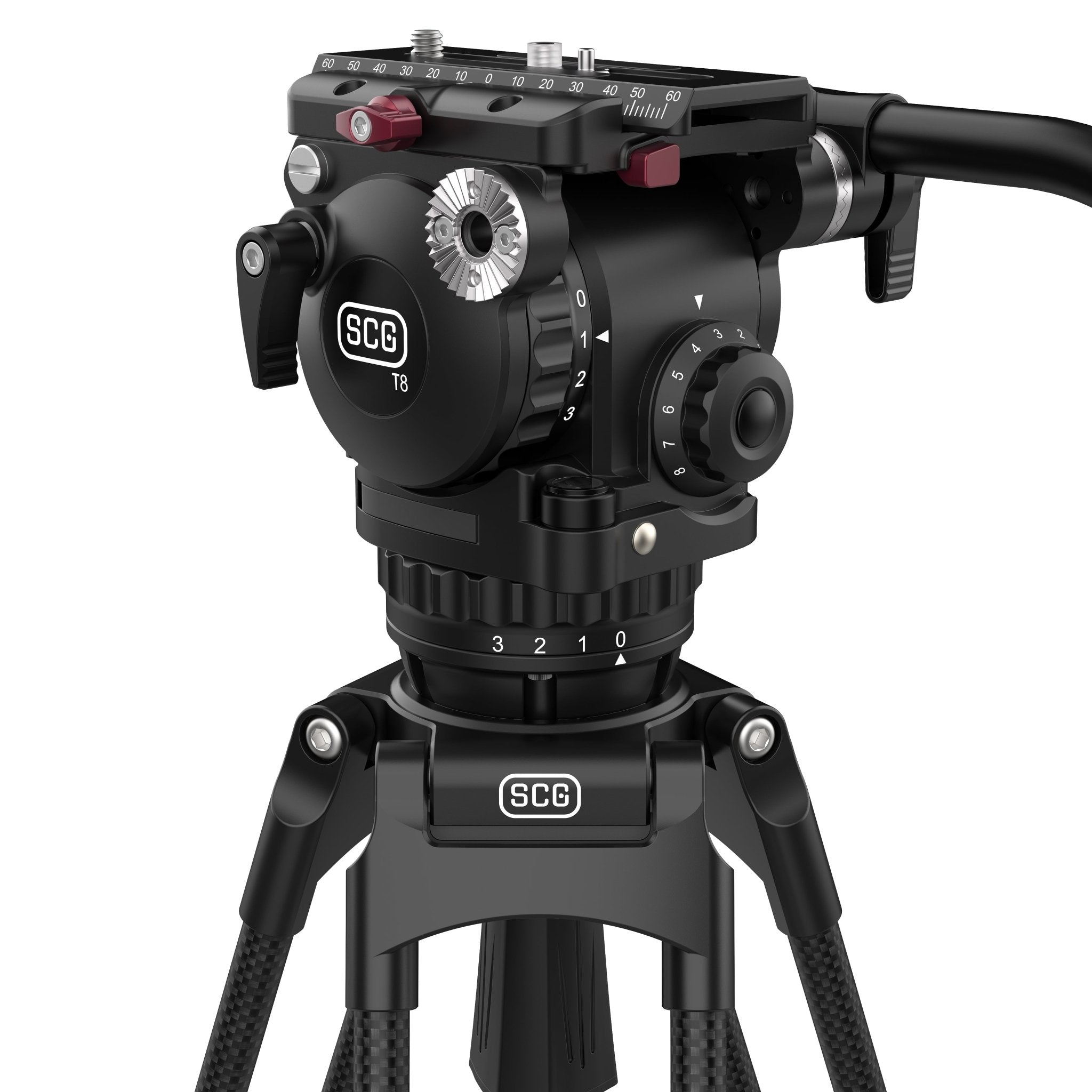 SCG T8 StediFast Tripod System Fluid Video Head of 2-10kg counterbalance payload.